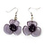Lavender Flower Acrylic Drop Earrings (Silver Tone Finish) -5.5cm Length