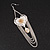 Long Chain 'Cameo' Heart Drop Earrings (Silver Plated Metal) - 13cm Length - view 2