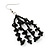 Black Glass Bead And Semiprecious Nugget Drop Earrings (Silver Tone Metal) - 7cm Length - view 3