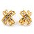 Gold Tone Clear Crystal 'Cross' Metal Stud Earrings - 15mm Diameter