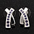 Silver Plated Purple Crystal 'Cross' Metal Stud Earrings - 2cm Length