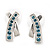 Silver Plated Light Blue Crystal 'Cross' Metal Stud Earrings - 2cm Length - view 2