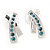 Silver Plated Light Blue Crystal 'Cross' Metal Stud Earrings - 2cm Length - view 5