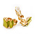 Small C-Shape Lettuce Green Enamel Clip On Earring In Gold Plated Metal - view 4