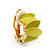 Small C-Shape Lettuce Green Enamel Clip On Earring In Gold Plated Metal - view 5
