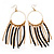 Boho Long Chain & Leather Dangle Hoop Earrings (Gold Plated Finish) - 13cm Length