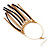 Boho Long Chain & Leather Dangle Hoop Earrings (Gold Plated Finish) - 13cm Length - view 4