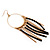 Boho Long Chain & Leather Dangle Hoop Earrings (Gold Plated Finish) - 13cm Length - view 5