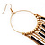 Boho Long Chain & Leather Dangle Hoop Earrings (Gold Plated Finish) - 13cm Length - view 6