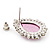 Pink Crystal Teardrop Stud Earrings In Silver Tone Metal - 2.5cm Length - view 4
