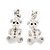 Silver Plated Crystal Cute 'Bear' Stud Drop Earrings - 3cm Length - view 4