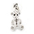 Silver Plated Crystal Cute 'Bear' Stud Drop Earrings - 3cm Length - view 7
