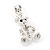 Silver Plated Crystal Cute 'Bear' Stud Drop Earrings - 3cm Length - view 5