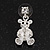 Silver Plated Crystal Cute 'Bear' Stud Drop Earrings - 3cm Length - view 3