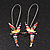 Cute Multicoloured Enamel 'Fairy' Drop Earrings In Rhodium Plated Metal - 6cm Length - view 2