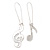 Textured 'Musical Notes' Drop Earrings (Silver Tone Metal) - 7cm Length - view 6