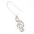 Textured 'Musical Notes' Drop Earrings (Silver Tone Metal) - 7cm Length - view 4