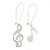 Textured 'Musical Notes' Drop Earrings (Silver Tone Metal) - 7cm Length - view 3