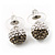 Ash Grey/Clear Swarovski Crystal Ball Stud Earrings In Silver Plated Finish -10mm Diameter - view 3
