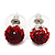 Ruby Red/ Bright Red/ Clear Coloured Swarovski Crystal Ball Stud Earrings In Silver Plated Finish -10mm Diameter