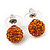Orange Swarovski Crystal Ball Stud Earrings In Silver Plated Finish - 9mm Diameter - view 3