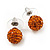 Orange Swarovski Crystal Ball Stud Earrings In Silver Plated Finish - 9mm Diameter - view 7