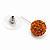 Orange Swarovski Crystal Ball Stud Earrings In Silver Plated Finish - 9mm Diameter - view 5