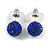 Montana Blue Crystal Ball Stud Earrings In Silver Plated Finish - 9mm Diameter