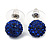 Montana Blue Crystal Ball Stud Earrings In Silver Plated Finish - 9mm Diameter - view 2