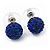 Montana Blue Crystal Ball Stud Earrings In Silver Plated Finish - 9mm Diameter - view 3