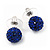 Montana Blue Crystal Ball Stud Earrings In Silver Plated Finish - 9mm Diameter - view 8