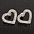 Clear Crystal Open 'Heart' Stud Earrings In Silver Metal - 2cm Length - view 3