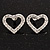 Clear Crystal Open 'Heart' Stud Earrings In Silver Metal - 2cm Length - view 2