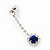 Clear/Royal Blue Crystal Drop Earrings In Silver Finish - 4.5cm Length - view 8