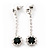 Clear/Emerald Green Crystal Drop Earrings In Silver Finish - 4.5cm Length