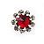 Small Red/Clear Diamante Stud Earrings In Silver Finish - 10mm Diameter - view 2