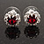 Small Red/Clear Diamante Stud Earrings In Silver Finish - 10mm Diameter - view 4