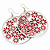 Silver Plated Red Enamel Floral Hoop Earrings - 7.5cm Length - view 7