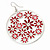 Silver Plated Red Enamel Floral Hoop Earrings - 7.5cm Length - view 3