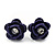 Small Deep Purple Enamel Diamante 'Rose' Stud Earrings In Silver Finish - 10mm Diameter