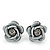 Small White Enamel Diamante 'Rose' Stud Earrings In Silver Finish - 10mm Diameter - view 4