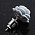 Small White Enamel Diamante 'Rose' Stud Earrings In Silver Finish - 10mm Diameter - view 3