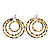 Lime Green/Brown Glass Bead Hoop Earrings In Silver Finish - 6.5cm Length - view 5
