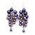 Purple Faux Pearl Cluster Drop Earrings In Silver Finish - 7cm Length