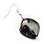 Black Shell Bead Drop Earrings (Silver Tone) - 4cm Length - view 2