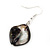 Black Shell Bead Drop Earrings (Silver Tone) - 4cm Length - view 4