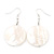 White Shell 'Coin' Drop Earrings In Silver Finish - 45mm Length - view 6