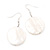 White Shell 'Coin' Drop Earrings In Silver Finish - 45mm Length - view 5