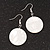 White Shell 'Coin' Drop Earrings In Silver Finish - 45mm Length