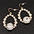 Bridal Clear Glass Open Teardrop Gold Tone Earrings - 4cm Drop